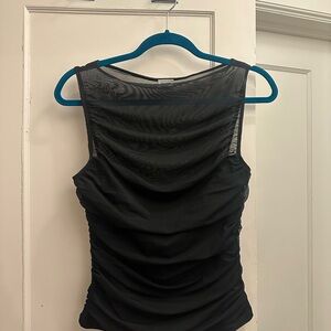 Abercrombie & Fitch Black Mesh Detail Blouse